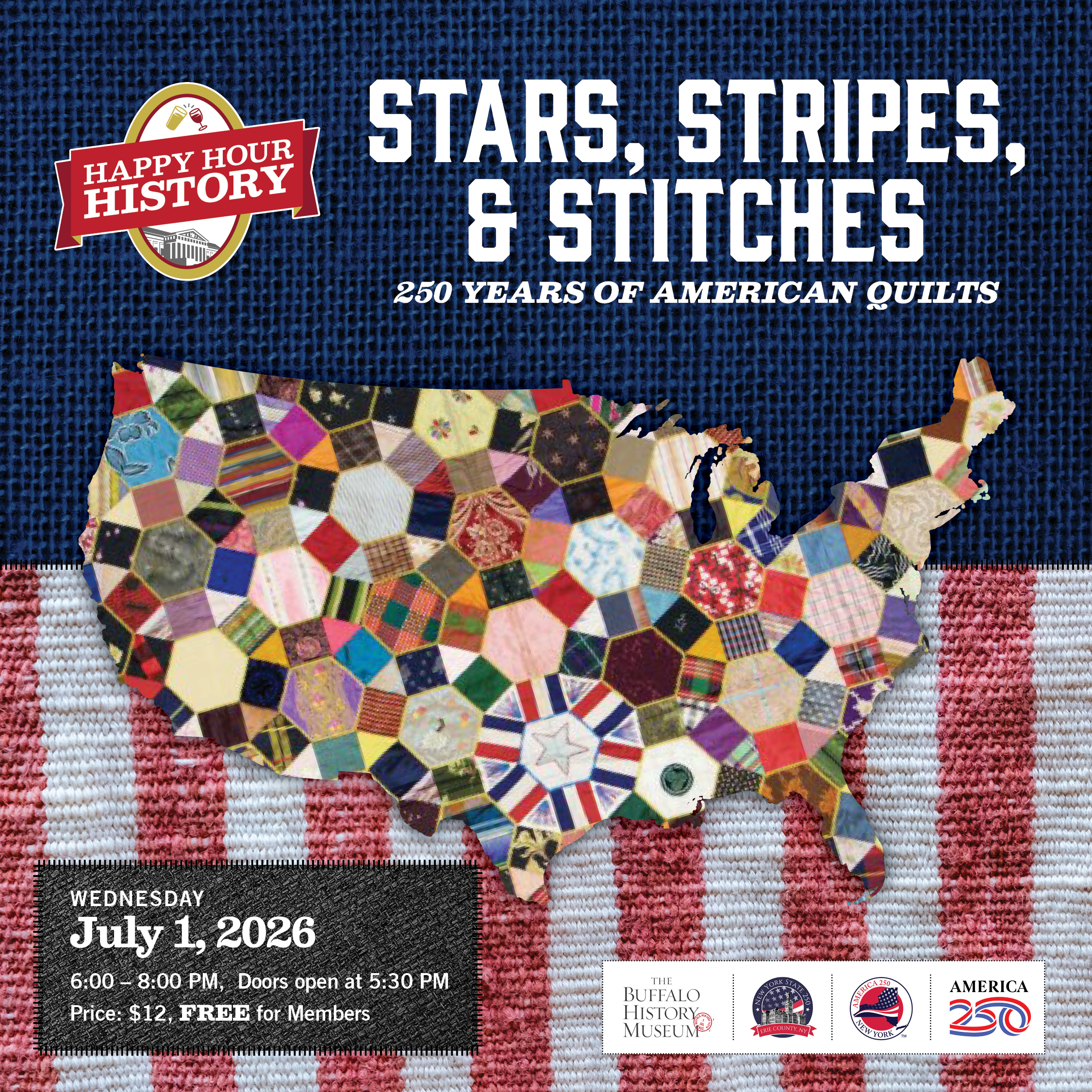 Stars, Stripes and Stitches: 250 Years of American Quilts - logo